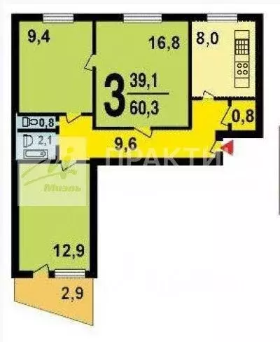 3-к кв. Москва Вешняковская ул., 19 (60.0 м) - Фото 2