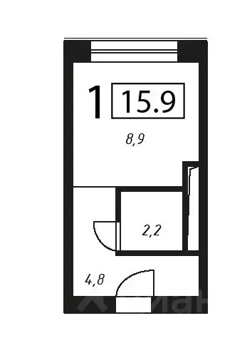 Студия Москва Жигулевская ул., 4К2 (15.9 м) - Фото 0