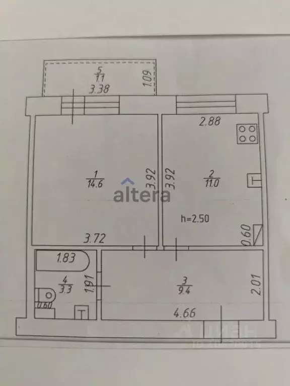 1-к кв. Татарстан, Казань ул. Азата Аббасова, 13 (39.4 м) - Фото 2