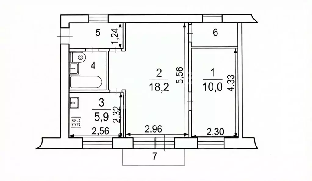 2-к кв. Московская область, Люберцы городской округ, Красково пгт ул. ... - Фото 2