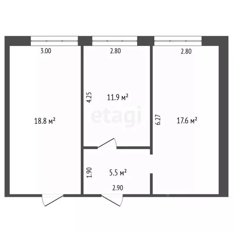 3-к кв. Крым, Ленинский район, с. Калиновка ул. Юбилейная, 72 (53.8 м) - Фото 2