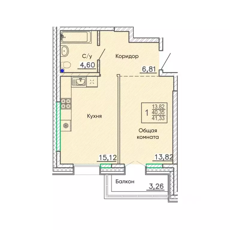 Студия Бурятия, Улан-Удэ Энергетик мкр,  (41.39 м) - Фото 0