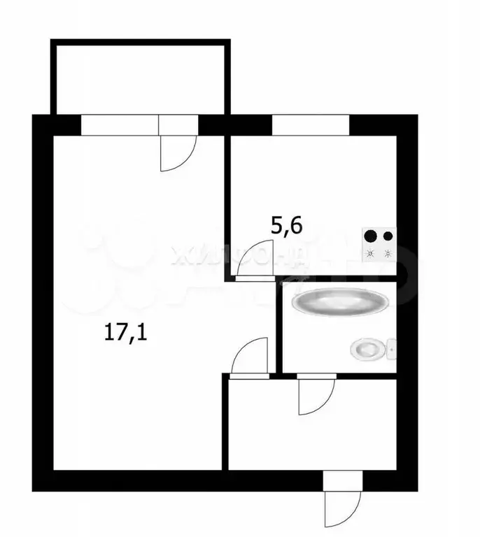 1-к. квартира, 30 м, 3/9 эт. - Фото 0