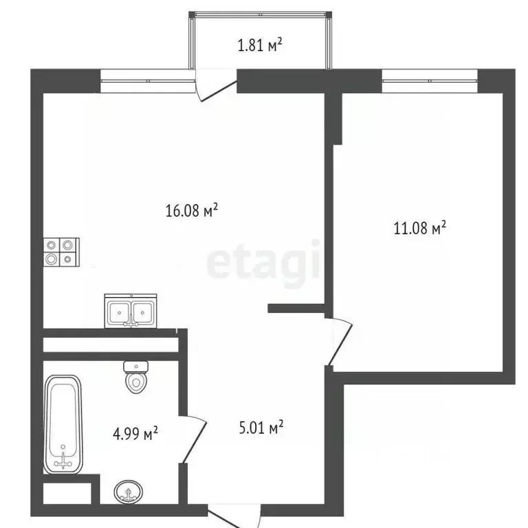 1-к кв. Ростовская область, Ростов-на-Дону ул. Нансена, 109/2 (34.6 м) - Фото 1