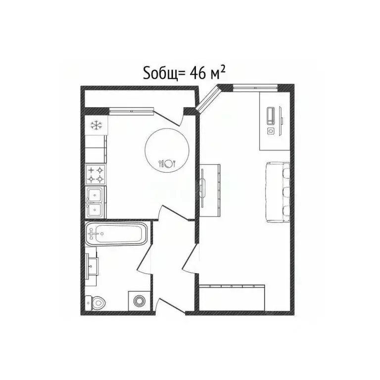 1-к кв. Брянская область, Брянск ул. Романа Брянского, 11 (46.0 м) - Фото 1