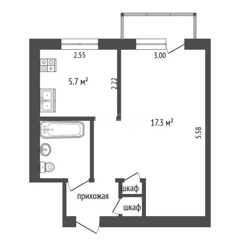 1-комнатная квартира: Челябинск, Новороссийская улица, 128 (32 м) - Фото 0