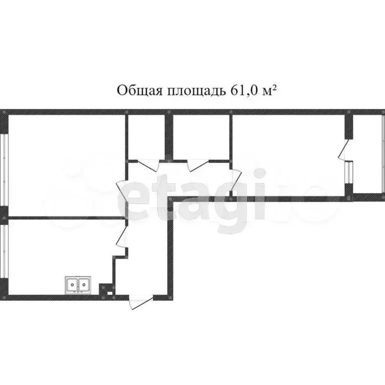 2-к. квартира, 61,5 м, 7/9 эт. - Фото 0