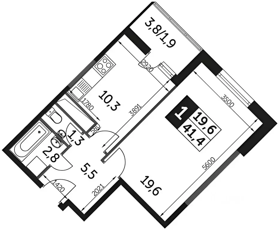 1-к кв. Московская область, Одинцово ул. Сколковская, 9А (43.0 м) - Фото 2