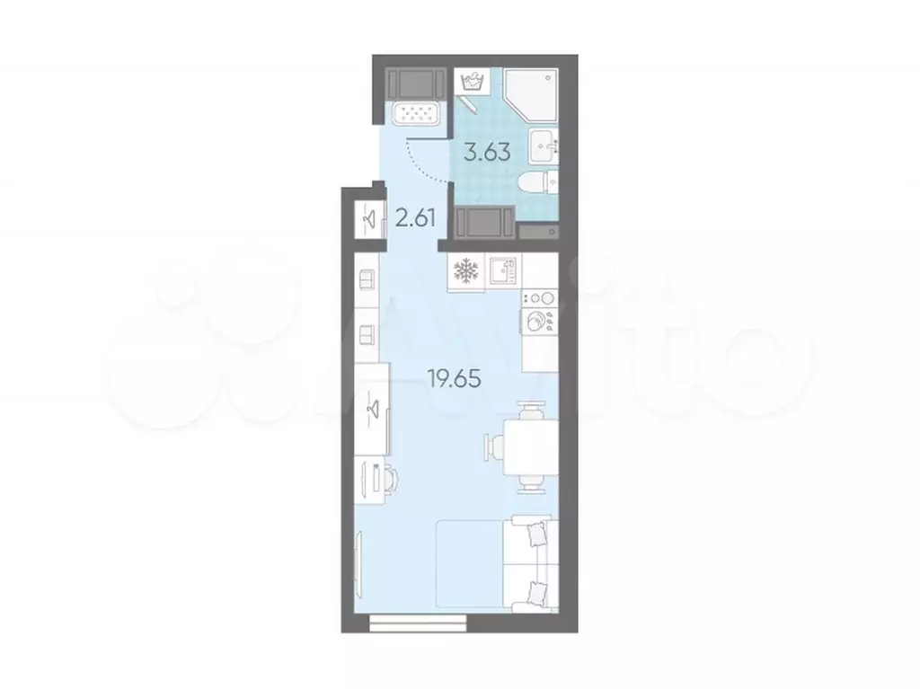 Квартира-студия, 25,9 м, 8/23 эт. - Фото 0
