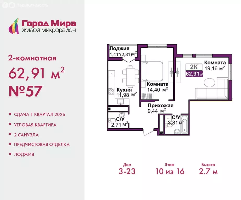 2-комнатная квартира: Симферополь, Центральный район, жилой комплекс ... - Фото 1