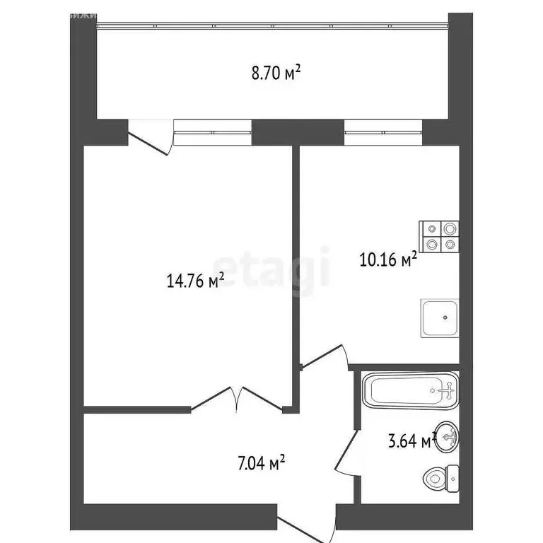 1-комнатная квартира: Тюмень, улица Самарцева, 177 (36 м) - Фото 1