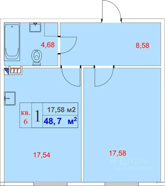 3-к кв. Ленинградская область, Гатчина пер. Банный, 3А (48.0 м) - Фото 0