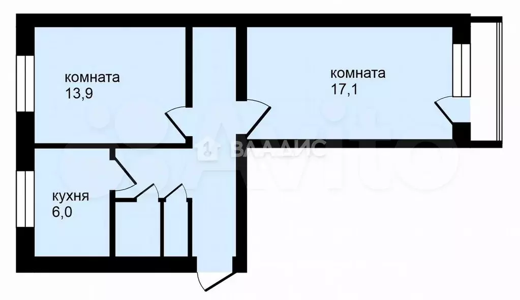 2-к. квартира, 44,5 м, 5/5 эт. - Фото 0