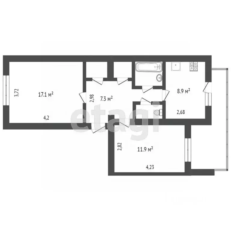 2-к кв. Крым, Симферополь ул. Поповкина (55.0 м) - Фото 2