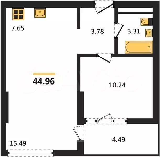 2-к. квартира, 45 м, 9/15 эт. - Фото 1