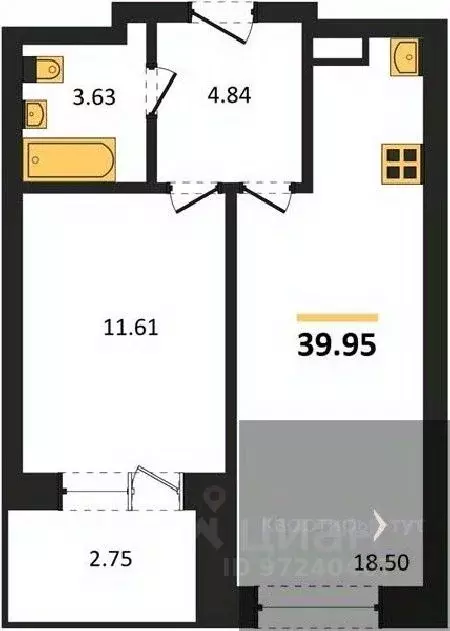 1-к кв. Воронежская область, Воронеж Транспортная ул., 58 (39.95 м) - Фото 0