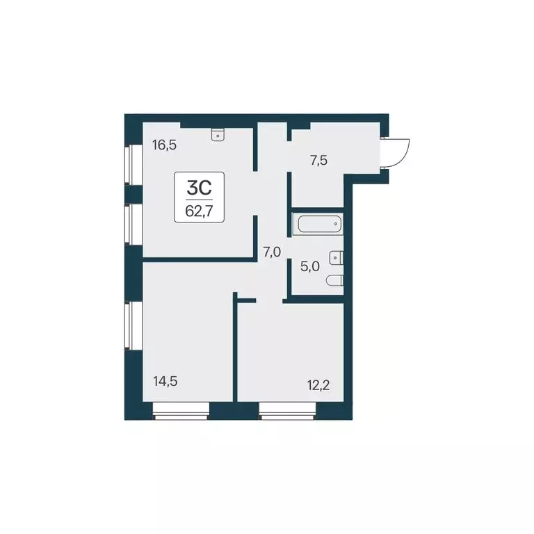 3-комнатная квартира: Новосибирск, ЖК Расцветай на Красном (62.7 м) - Фото 0