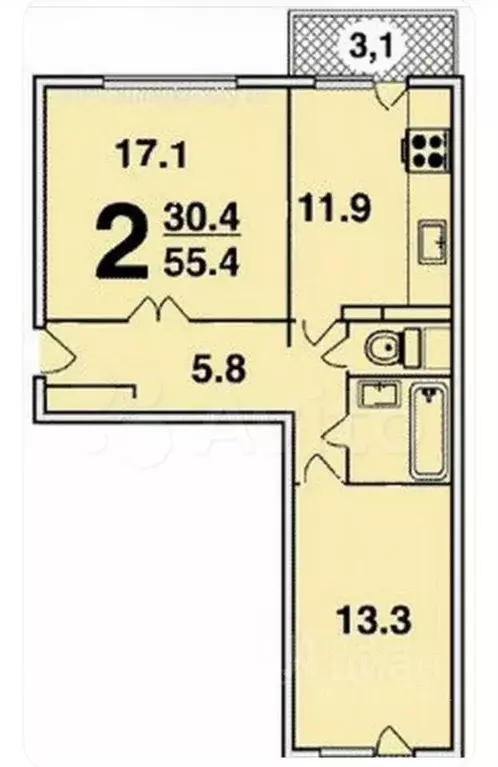2-к кв. Москва Суздальская ул., 24К1 (55.0 м) - Фото 1