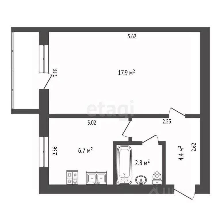 1-к кв. Кемеровская область, Кемерово ул. Александрова, 16 (31.8 м) - Фото 1