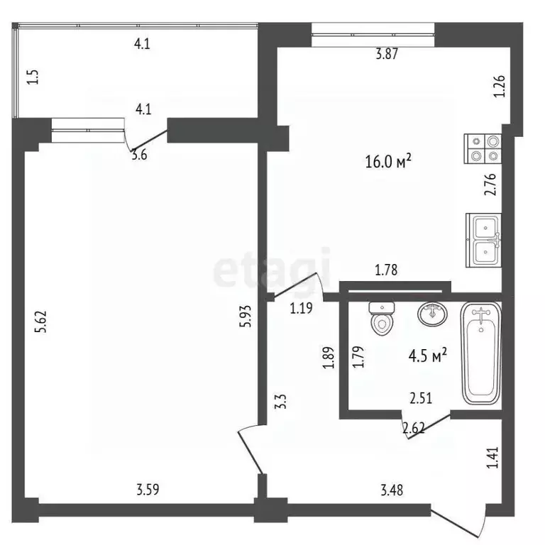 1-к кв. Севастополь ул. Колобова, 21В (53.0 м) - Фото 2