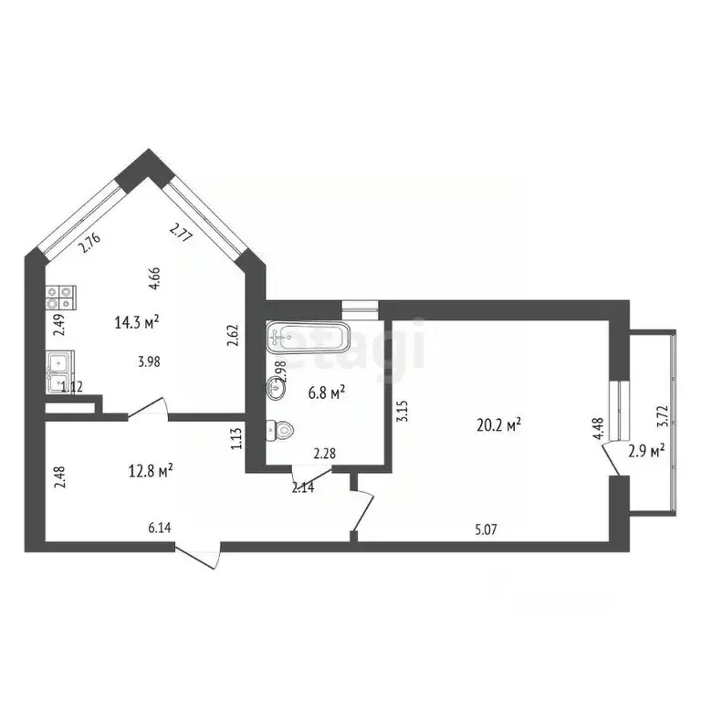 1-к кв. Калининградская область, Калининград ул. Богдана Хмельницкого, ... - Фото 2