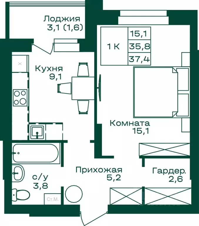 1-к кв. Алтай, Майминский район, с. Майма Алтайская ул., 2к5 (37.4 м) - Фото 1