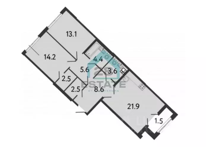 2-к кв. Санкт-Петербург Миргородская ул., 1 (77.9 м) - Фото 2