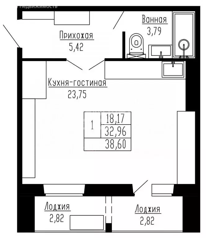 1-комнатная квартира: Омск, улица Леонида Маслова, 8 (38.6 м) - Фото 2