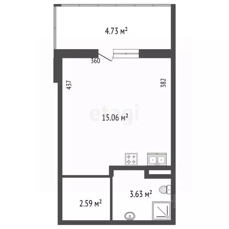 Студия Санкт-Петербург ул. Плесецкая, 14 (22.8 м) - Фото 1