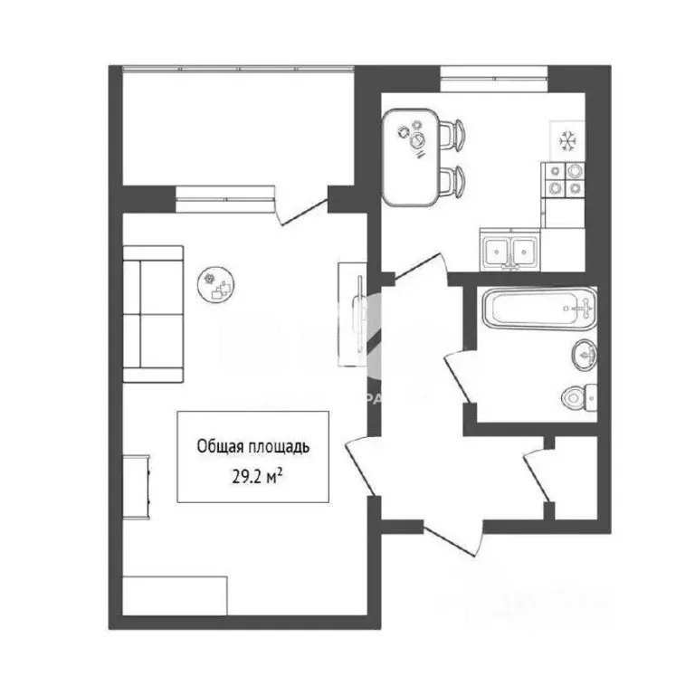 1-к кв. Новосибирская область, Новосибирск ул. Печатников, 1 (29.2 м) - Фото 1