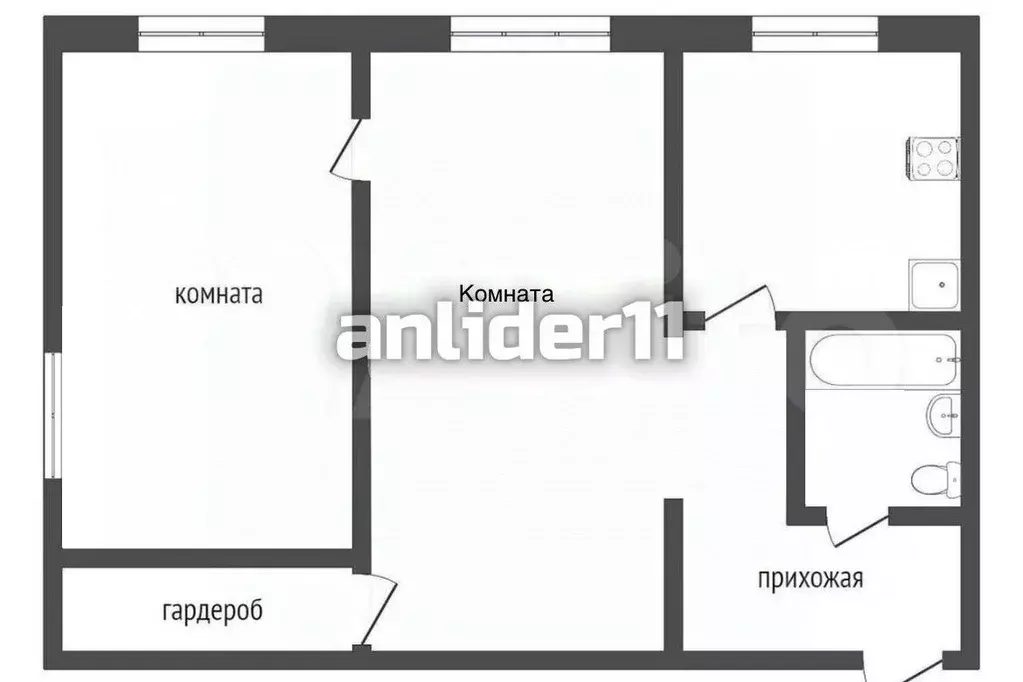 2-к кв. Коми, Ухта Юбилейная ул., 21 (43.0 м) - Фото 1