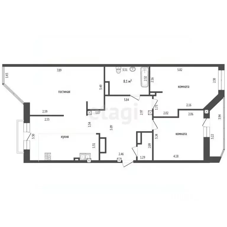 3-к кв. Тюменская область, Тюмень ул. Максима Горького, 53 (105.6 м) - Фото 1