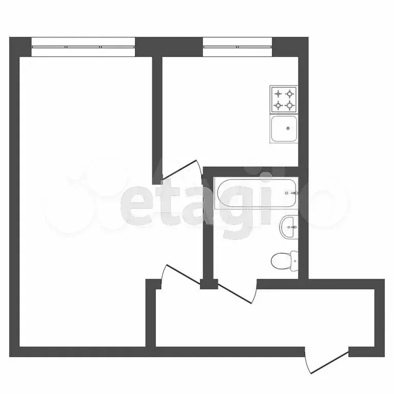 1-к. квартира, 32,3 м, 5/5 эт. - Фото 0