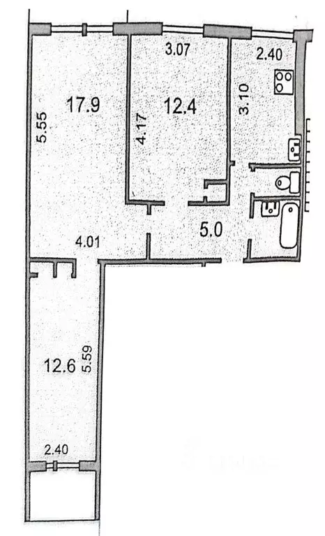 3-к кв. Мурманская область, Мурманск ул. Ломоносова, 2 (59.9 м) - Фото 1