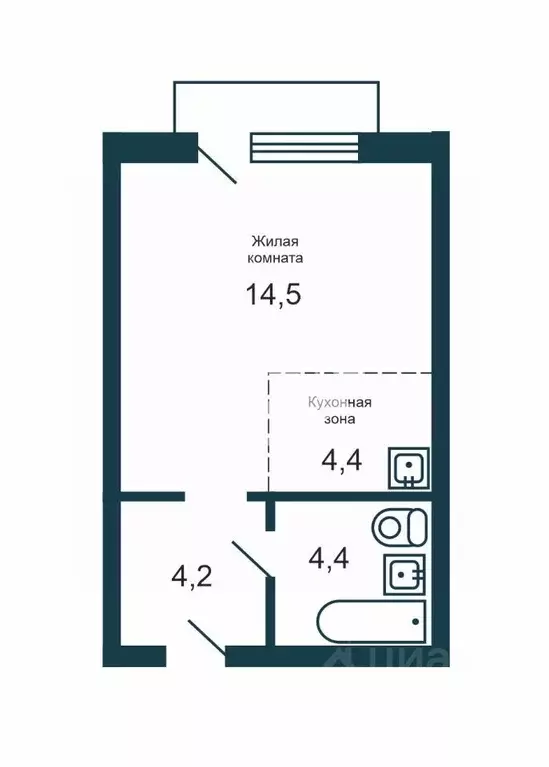 Студия Новосибирская область, Новосибирск ул. Никитина, 67 (27.5 м) - Фото 2