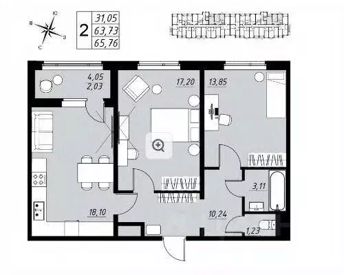 2-к кв. Тамбовская область, Тамбов ул. Имени Павла Строганова, 11Д ... - Фото 0