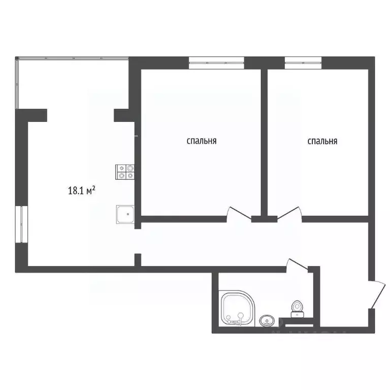 2-к кв. Тюменская область, Тюмень ул. Бориса Житкова, 5к1 (49.3 м) - Фото 2
