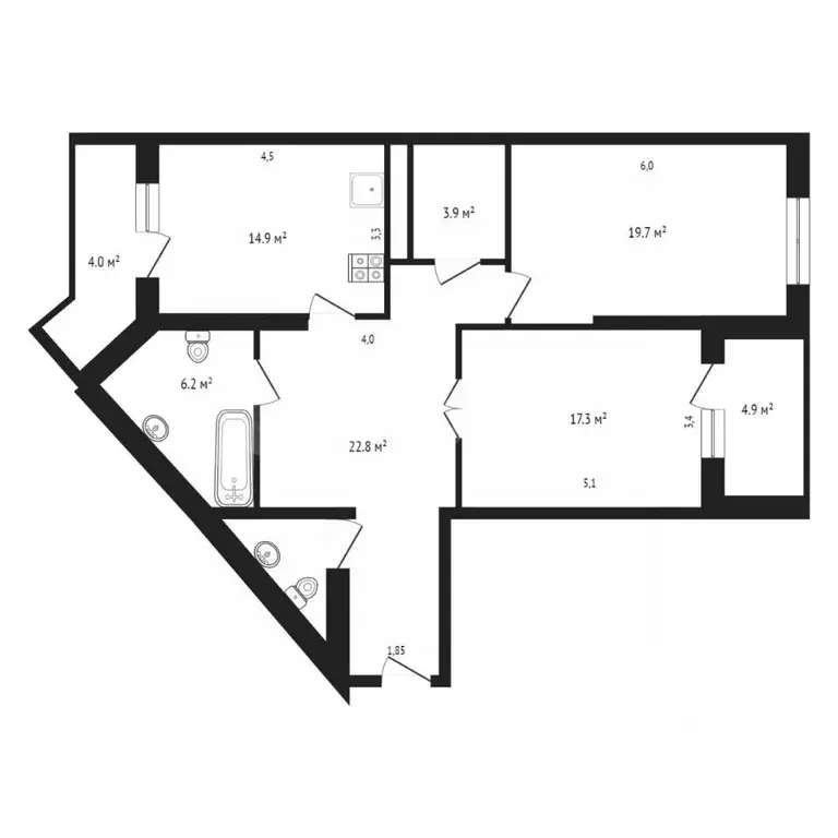 2-к кв. Тюменская область, Тюмень Ямская ул., 86 (72.6 м) - Фото 1