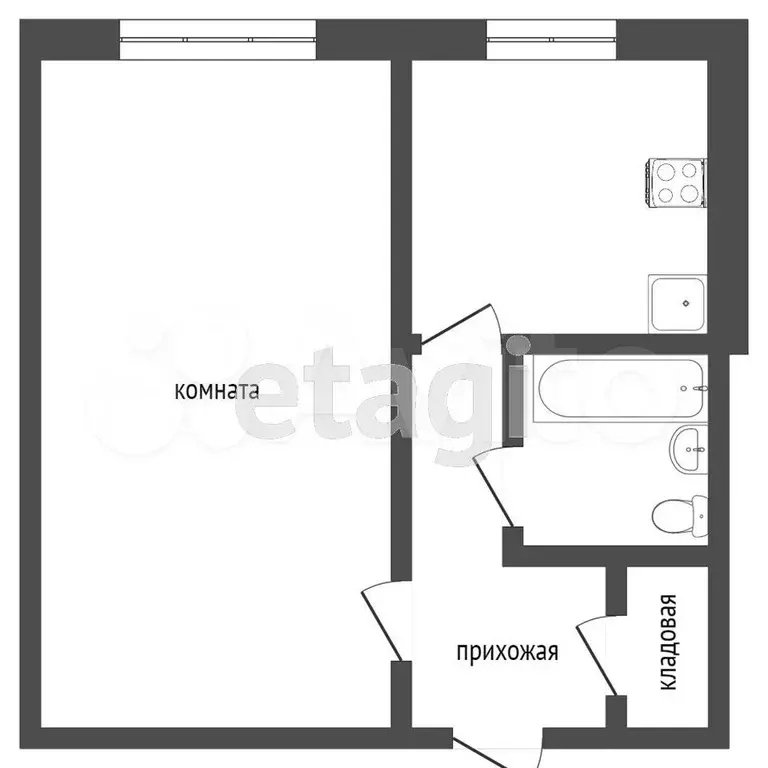 1-к. квартира, 29,9 м, 4/9 эт. - Фото 0