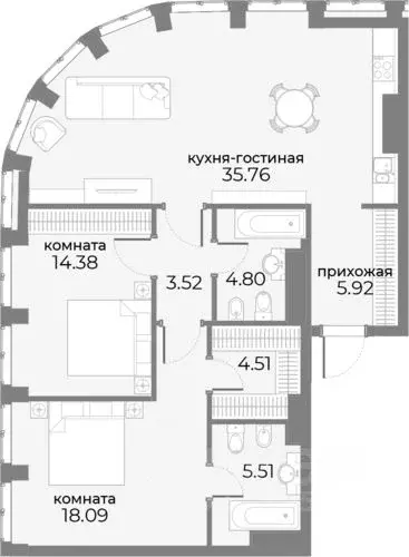 2-к кв. Москва Дружинниковская ул., 15 (95.5 м) - Фото 0