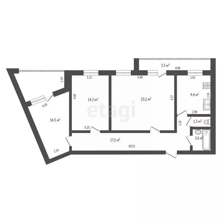 3-к кв. Башкортостан, Стерлитамак ул. Гоголя, 101 (82.7 м) - Фото 2