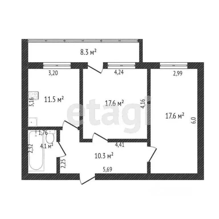 2-к кв. Тюменская область, Тюмень Комсомольская ул., 75 (61.4 м) - Фото 1