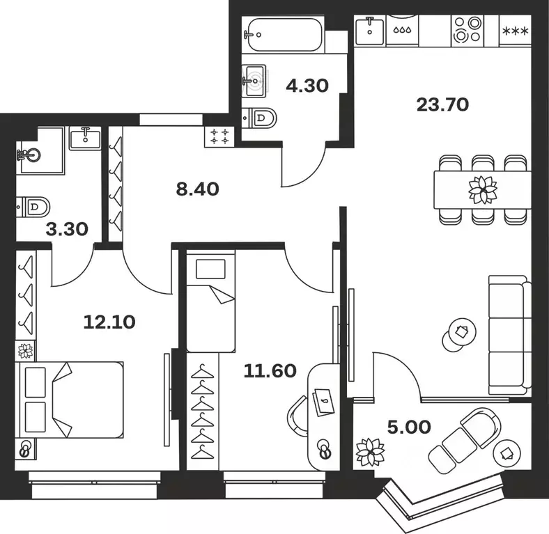 3-к кв. Тульская область, Тула ул. Михеева, 9А (68.4 м) - Фото 0