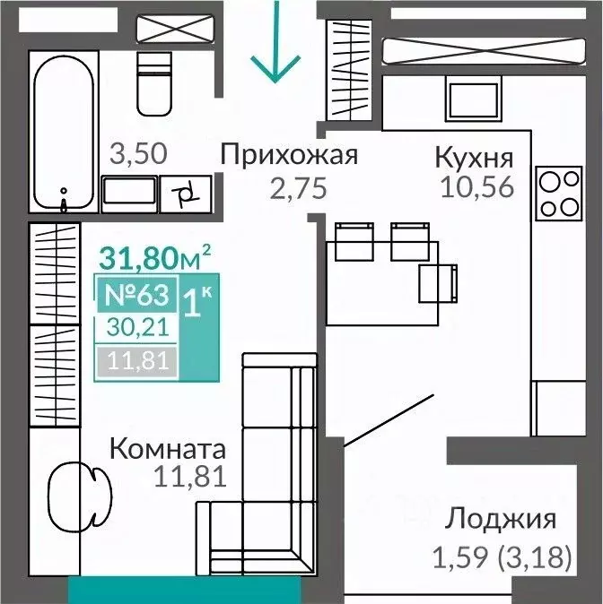 1-к кв. Крым, Симферополь Крымская роза мкр, Акация жилой комплекс ... - Фото 1