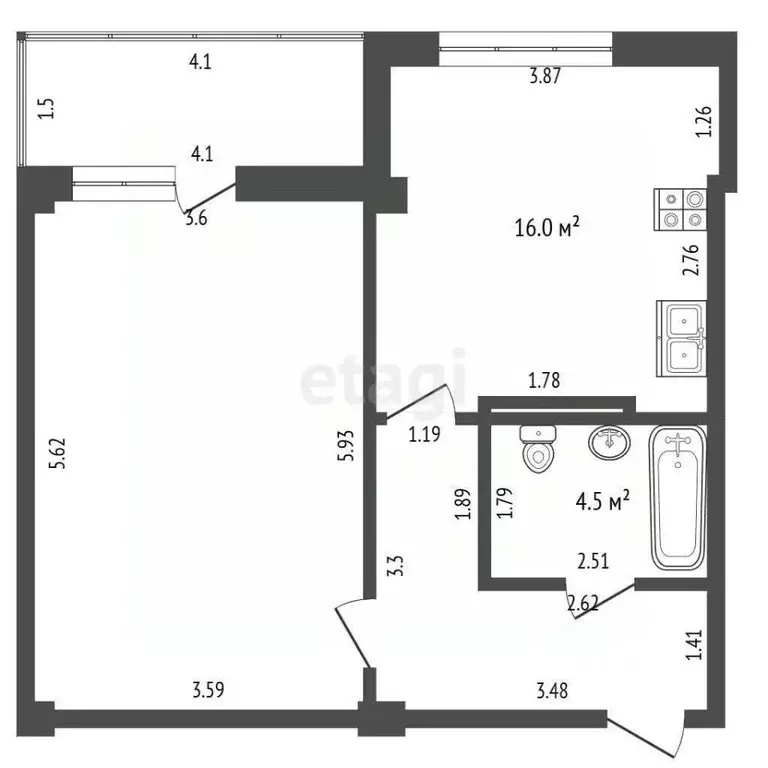 1-к кв. Севастополь ул. Колобова, 21В (53.0 м) - Фото 2