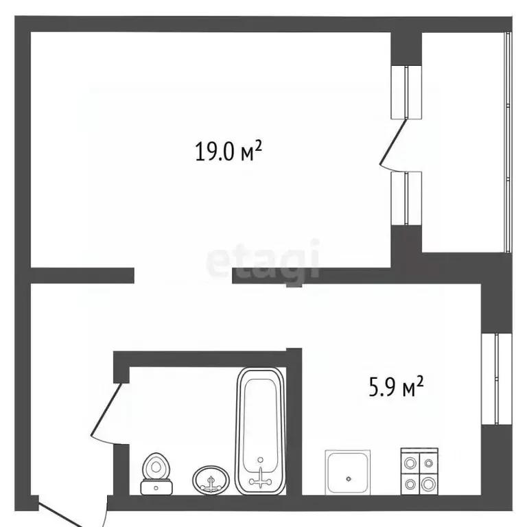 1-к кв. Пермский край, Пермь ул. Крисанова, 25 (32.6 м) - Фото 2