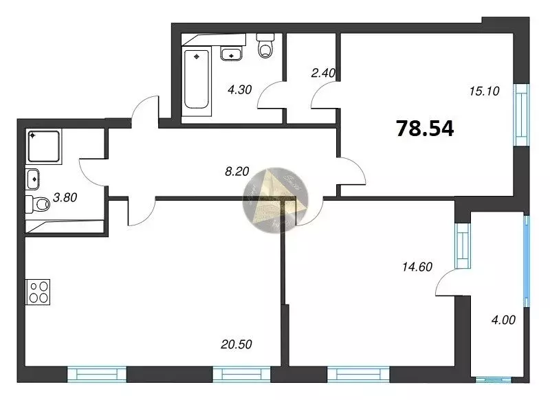 2-комнатная квартира: Санкт-Петербург, Планерная улица, 99 (78.54 м) - Фото 1
