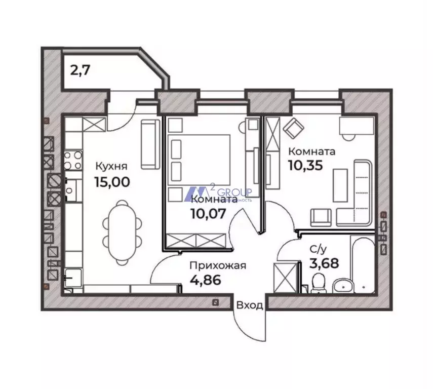 2-комнатная квартира: Ярославль, улица Штрауса, 40 (45 м) - Фото 1