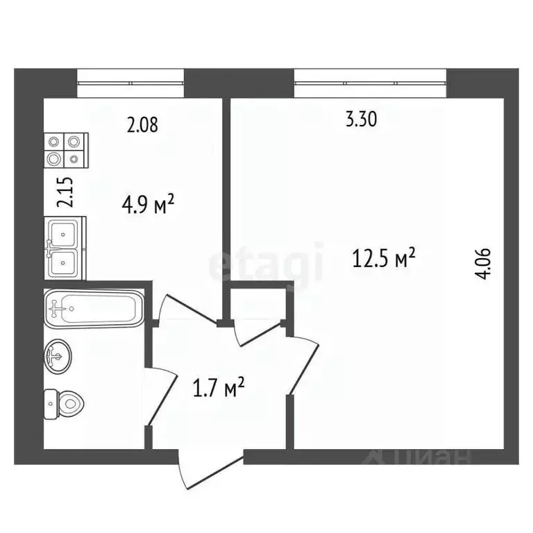 1-к кв. Омская область, Омск просп. Мира, 161Г (21.9 м) - Фото 2