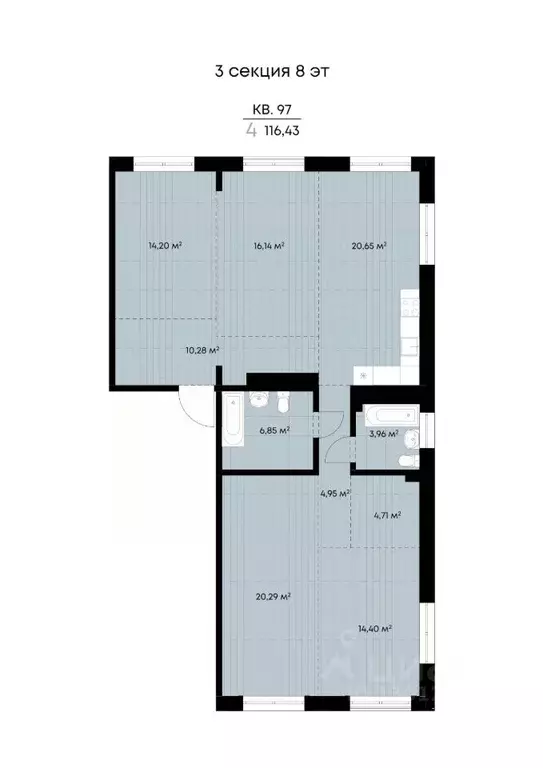 4-к кв. Иркутская область, Иркутск ул. Лебедева-Кумача, 25 (116.43 м) - Фото 0